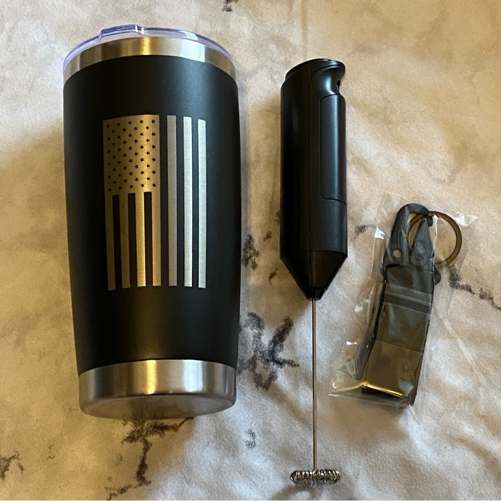 💀 Blackout Coffee Skull Tumbler Mixing Wand & Keychain Gift Set - Picture 2 of 8